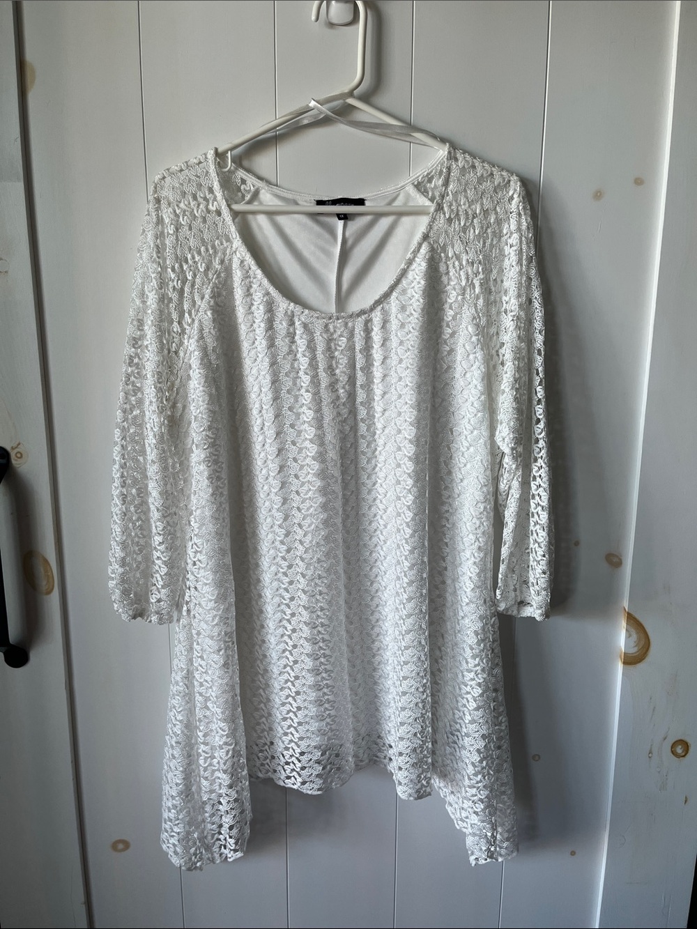 Women's White Lace Crochet Tunic Top